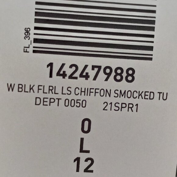 NWT Torrid Floral Sheer Chiffon Blouse, Sz 0/L (12) | Smocked Mock Neck & Cuffs - Picture 7 of 7